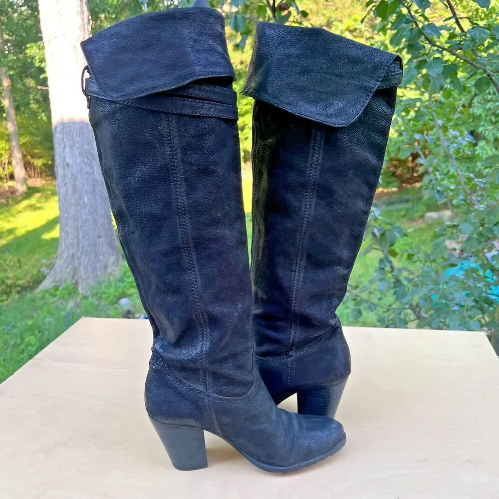 Vince Camuto Women Black Suede OTK High Madolee Boots Size 7 B - Euro 37
